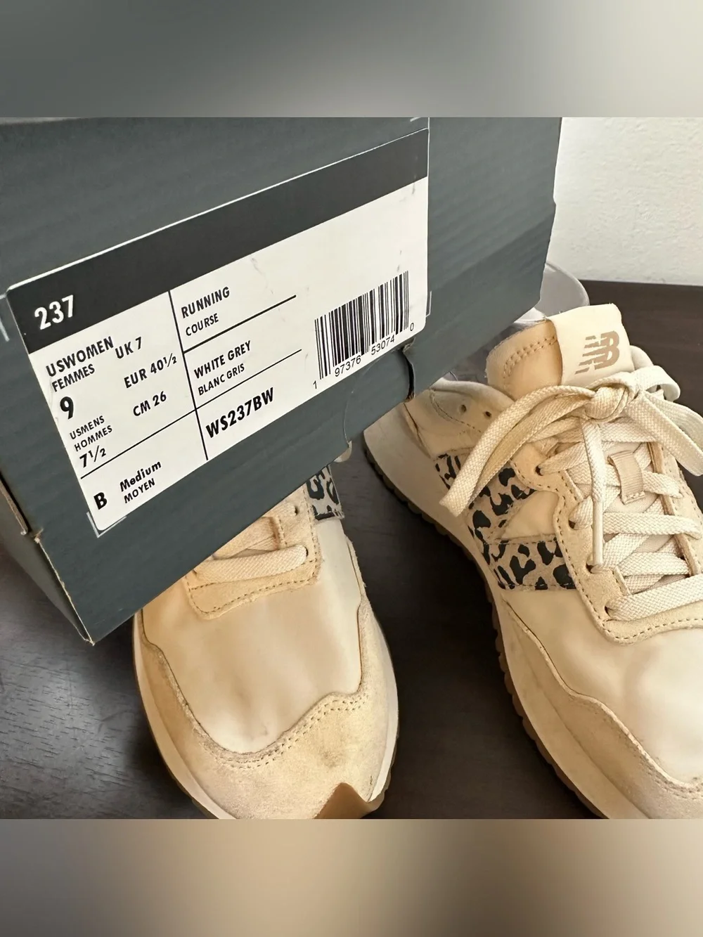New Balance 237 Women’s Low Top Lace-Up Sneakers Leopard Accent, Size 9, Causal